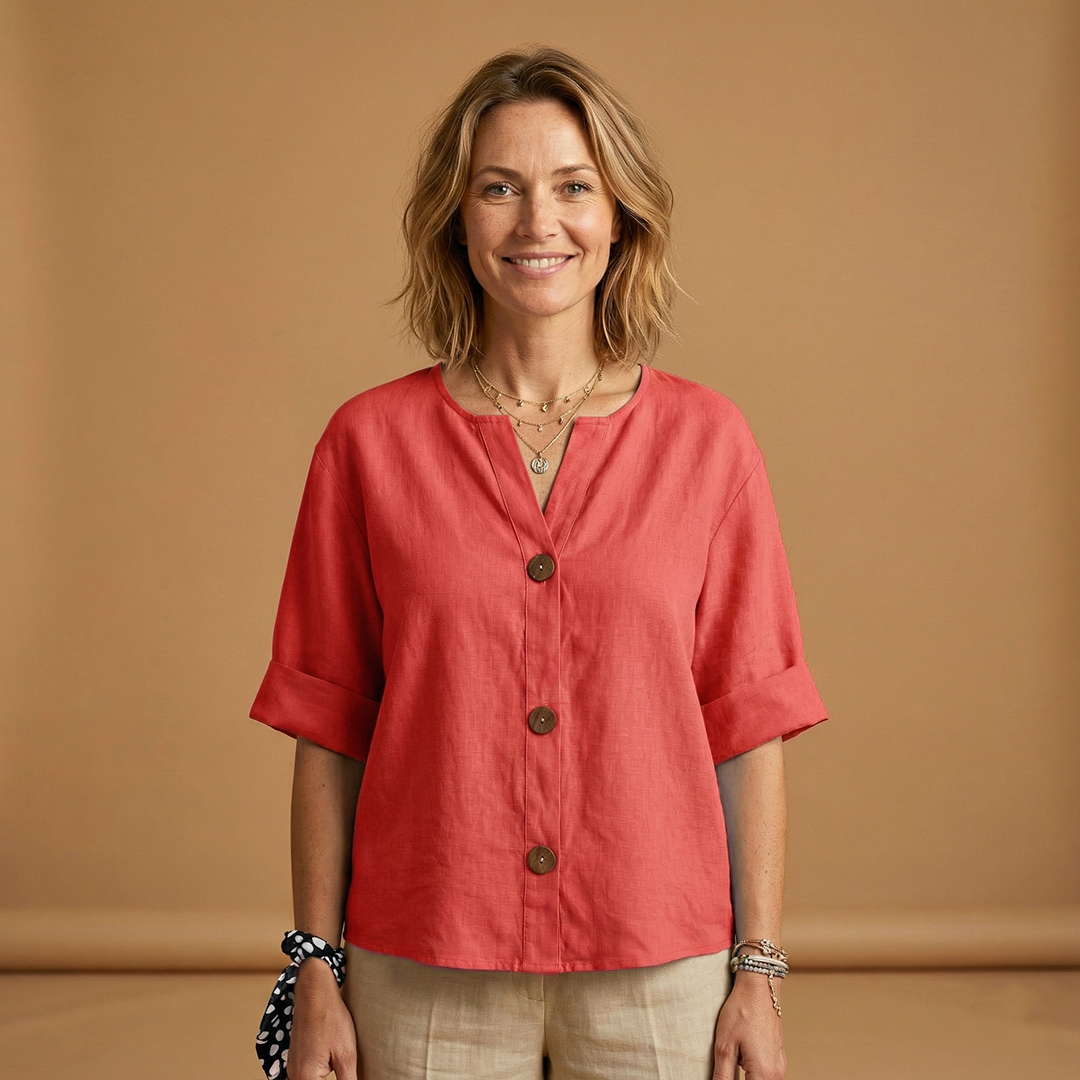 Summer Blouse with Breathable Linen and Relaxed Fit for Women