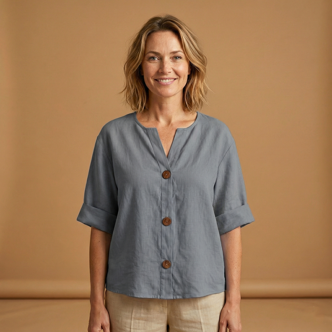 Summer Blouse with Breathable Linen and Relaxed Fit for Women