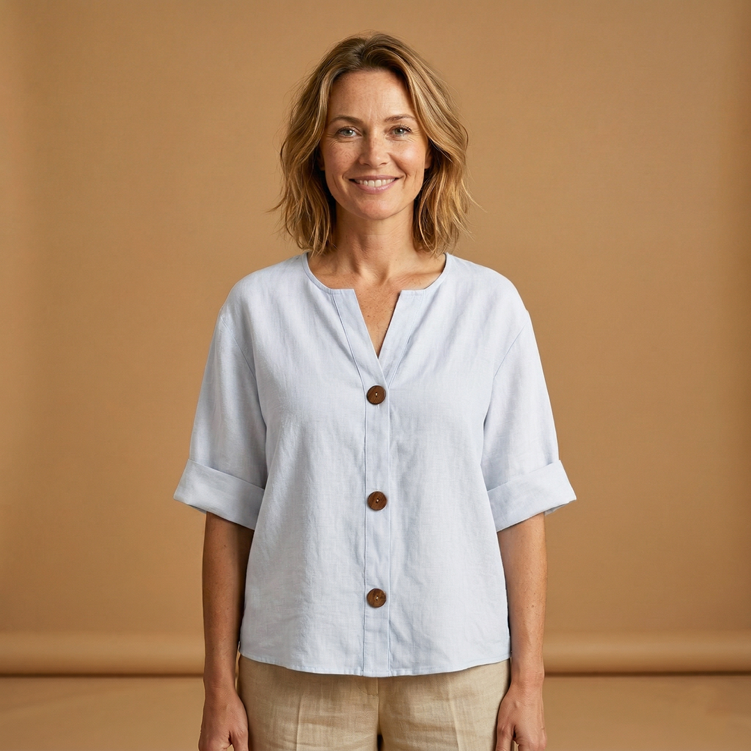 Summer Blouse with Breathable Linen and Relaxed Fit for Women