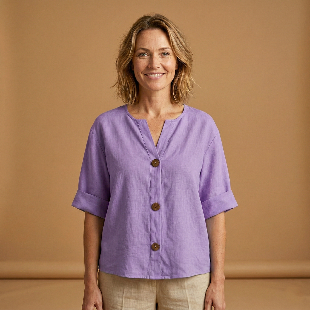 Summer Blouse with Breathable Linen and Relaxed Fit for Women