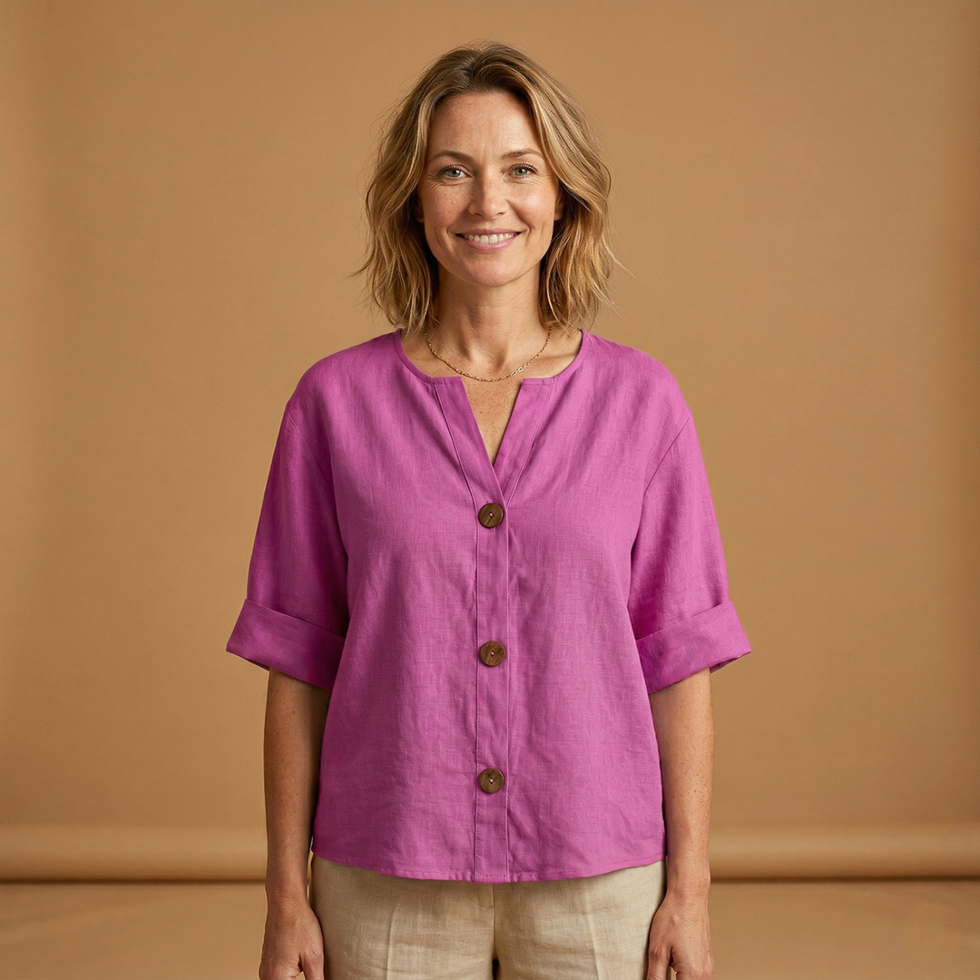 Summer Blouse with Breathable Linen and Relaxed Fit for Women