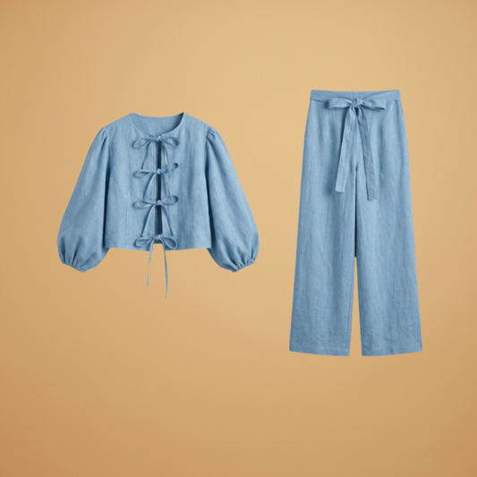 Top with Front Lacing and Wide Sleeves for Women