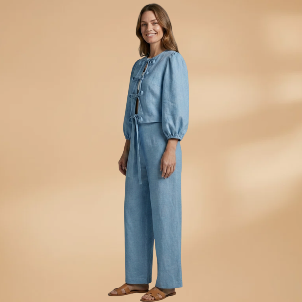 Top with Front Lacing and Wide Sleeves for Women