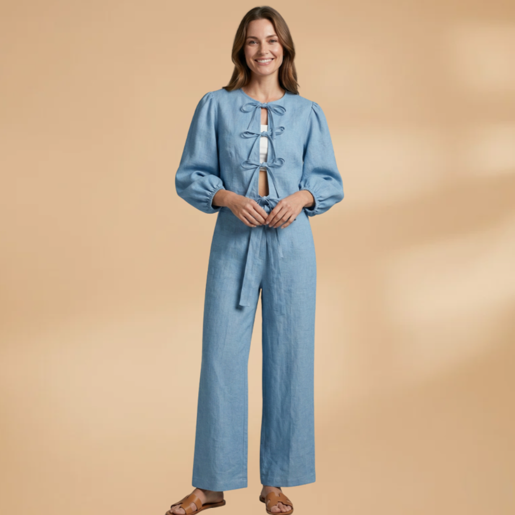 Top with Front Lacing and Wide Sleeves for Women