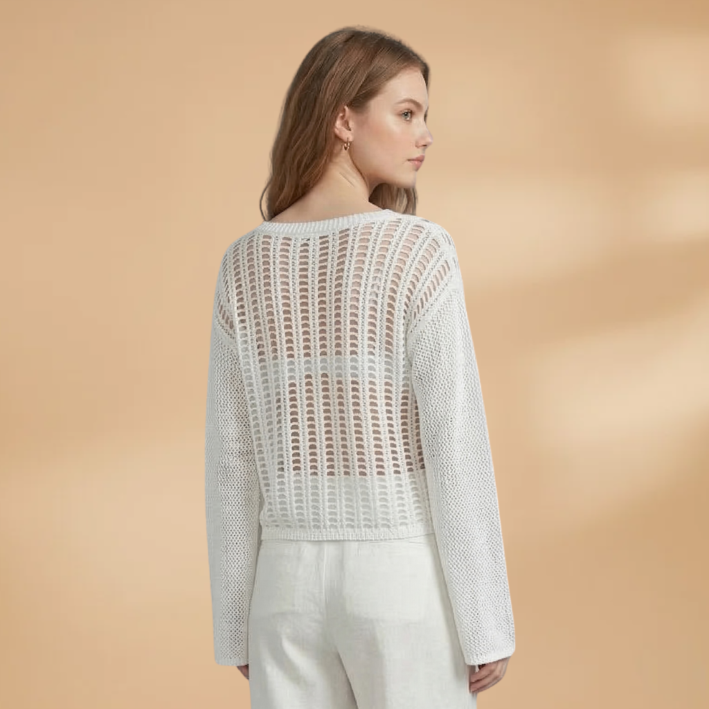 Top with Loose Sleeves and Mesh Surface for Women