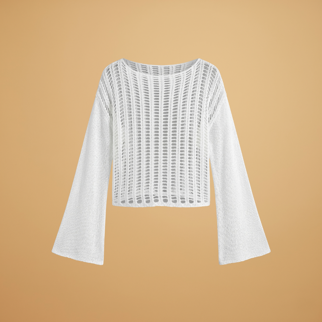 Top with Loose Sleeves and Mesh Surface for Women
