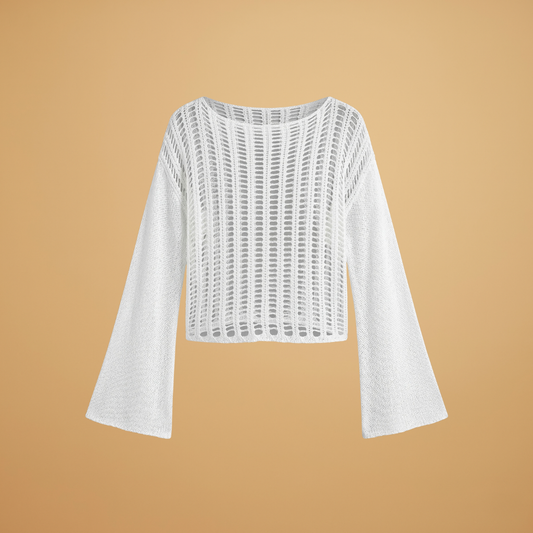 Top with Loose Sleeves and Mesh Surface for Women