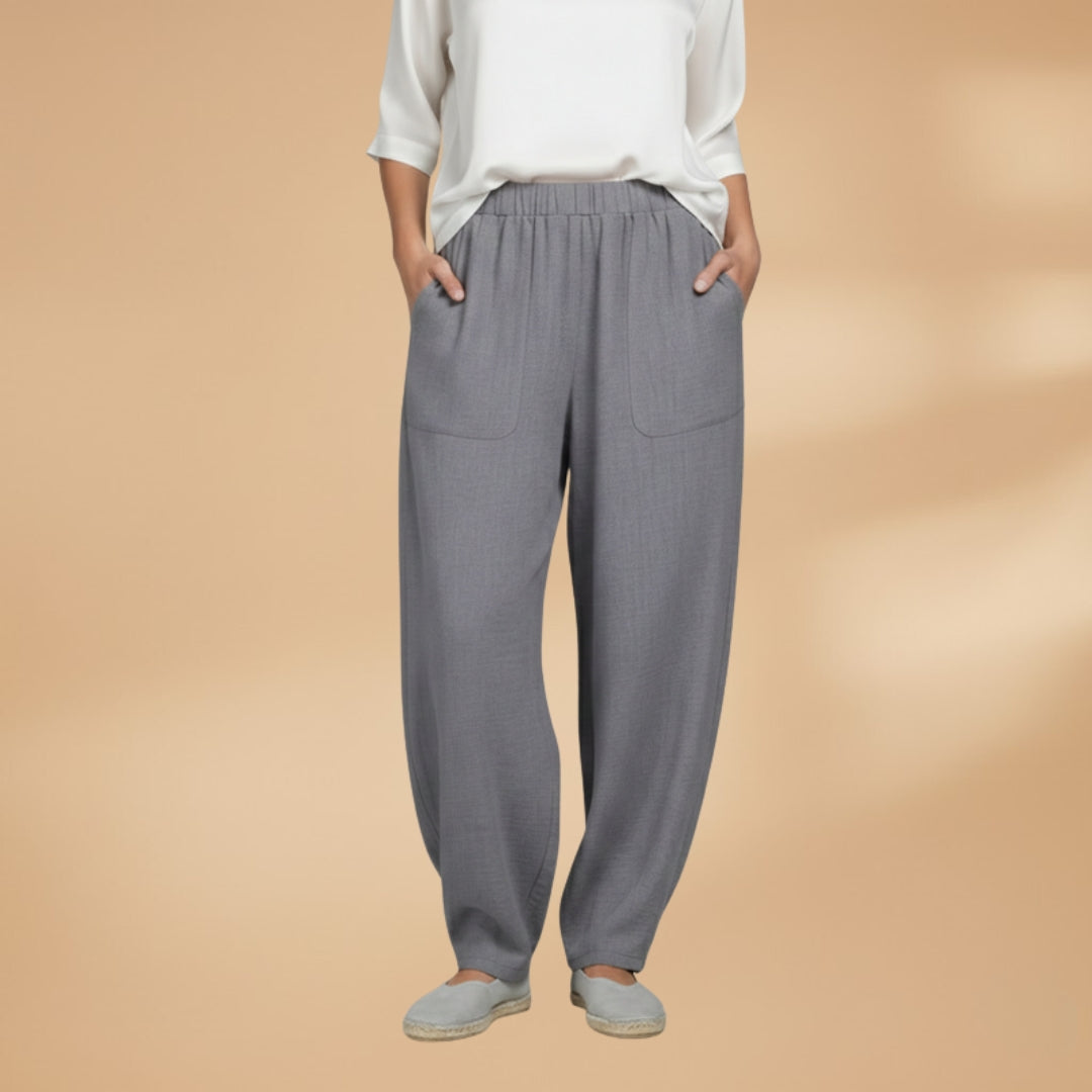 Palazzo Pants with Elastic Waistband and Side Pockets for Women