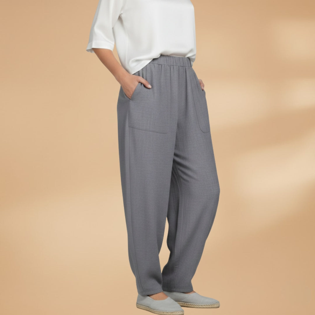 Palazzo Pants with Elastic Waistband and Side Pockets for Women