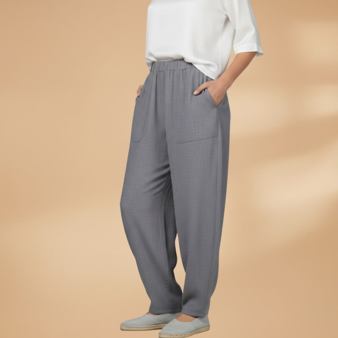 Palazzo Pants with Elastic Waistband and Side Pockets for Women