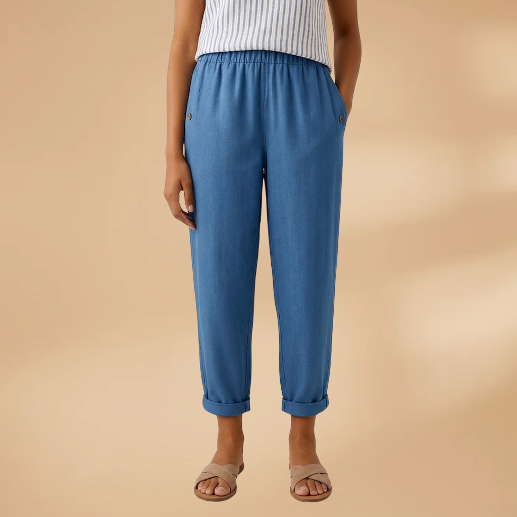 Trousers with Straight Legs and Side Pockets for Women
