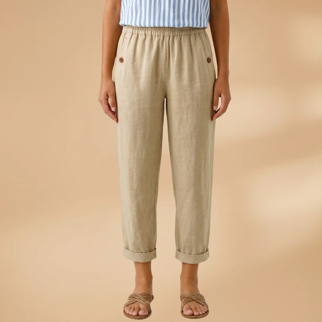 Trousers with Straight Legs and Side Pockets for Women