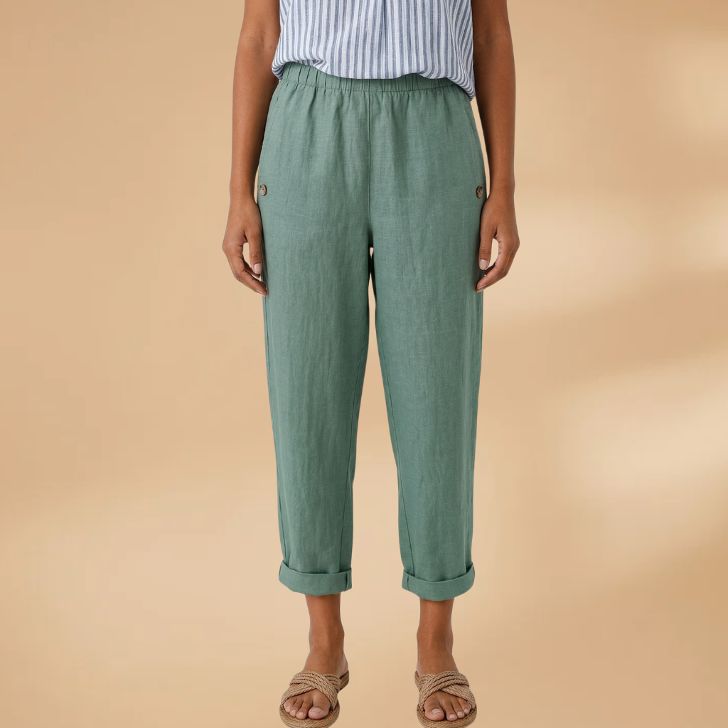 Trousers with Straight Legs and Side Pockets for Women