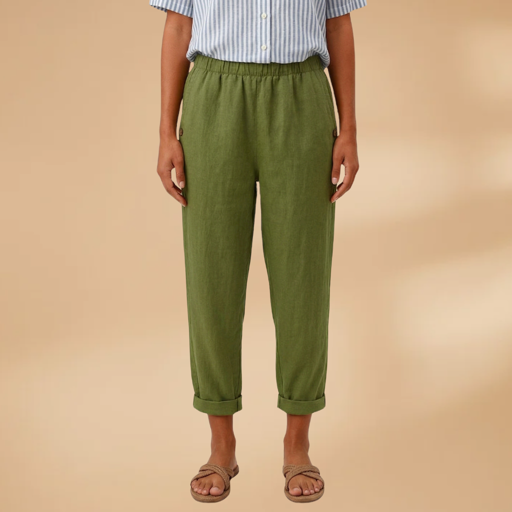 Trousers with Straight Legs and Side Pockets for Women