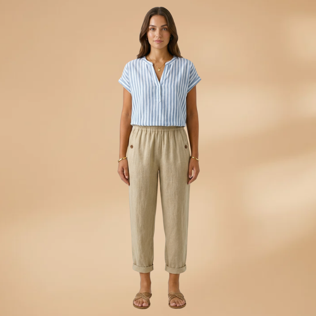 Trousers with Straight Legs and Side Pockets for Women