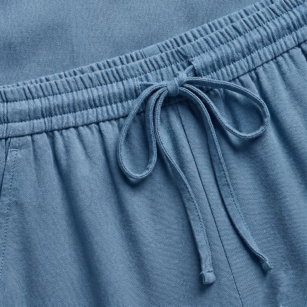 Two-Piece Set with V-Neck and Wide-Leg Pants for Women