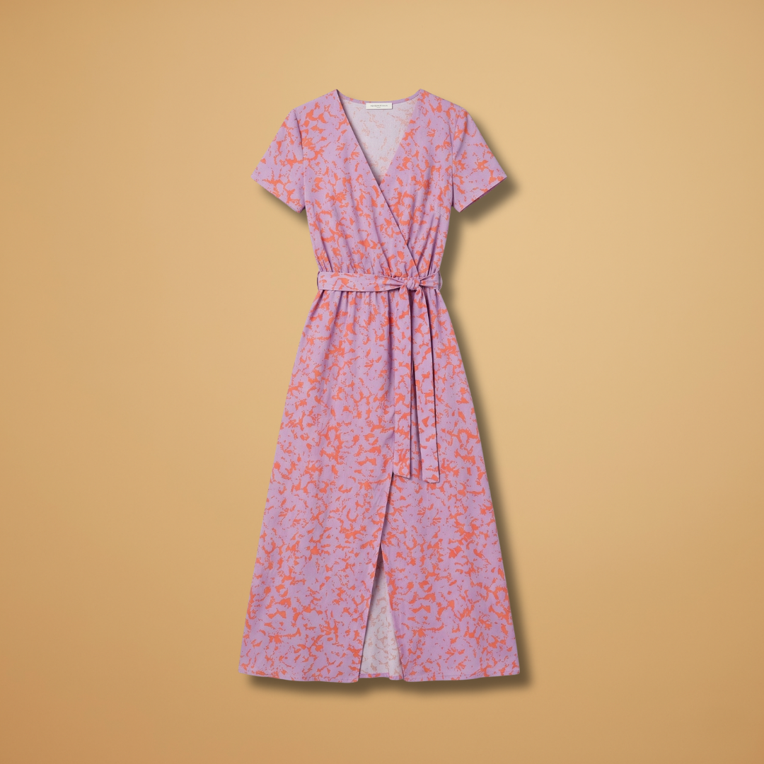 V-Neck Dress with Floral Print and Sleeveless Design for Women