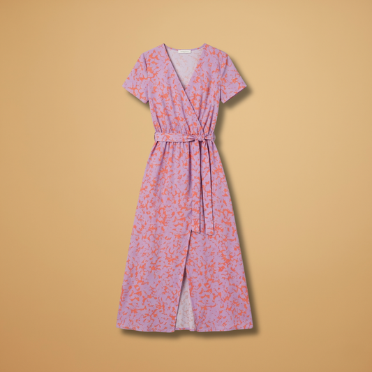 V-Neck Dress with Floral Print and Sleeveless Design for Women