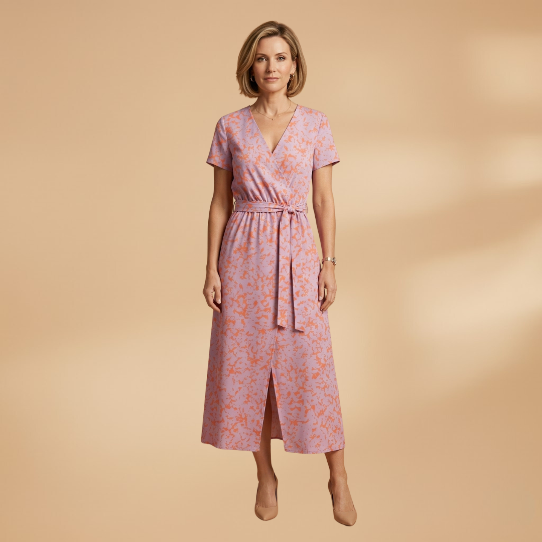 V-Neck Dress with Floral Print and Sleeveless Design for Women