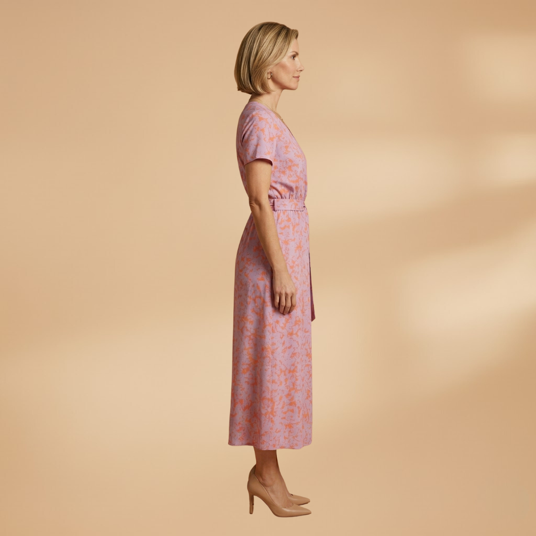 V-Neck Dress with Floral Print and Sleeveless Design for Women