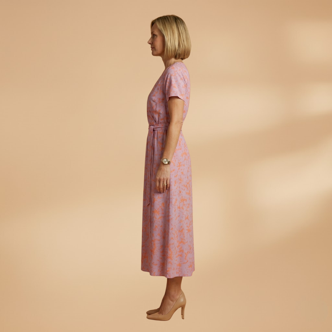 V-Neck Dress with Floral Print and Sleeveless Design for Women