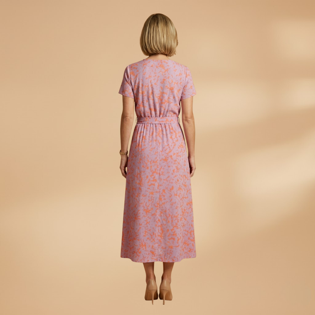 V-Neck Dress with Floral Print and Sleeveless Design for Women