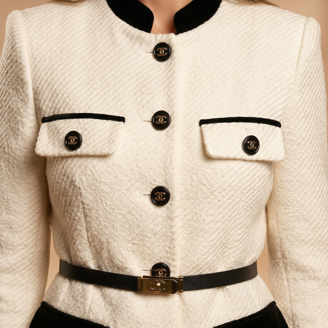 Woollen Jacket with Flattering Waistline and Buttoned Closure for Women