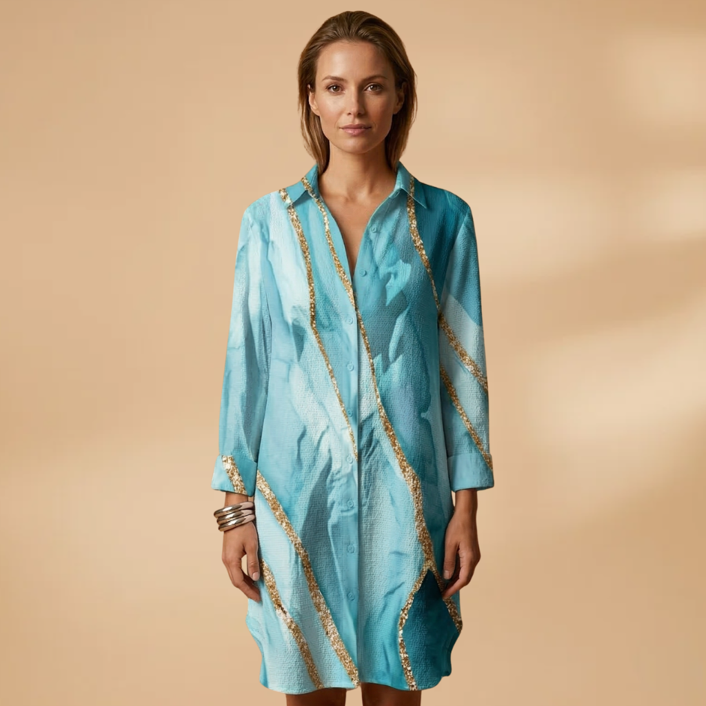 Beach Dress with Sleeveless Cut and Woven Surface for Women
