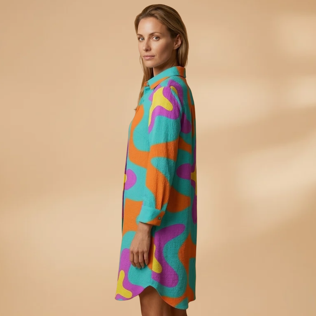 Beach Dress with Sleeveless Cut and Woven Surface for Women