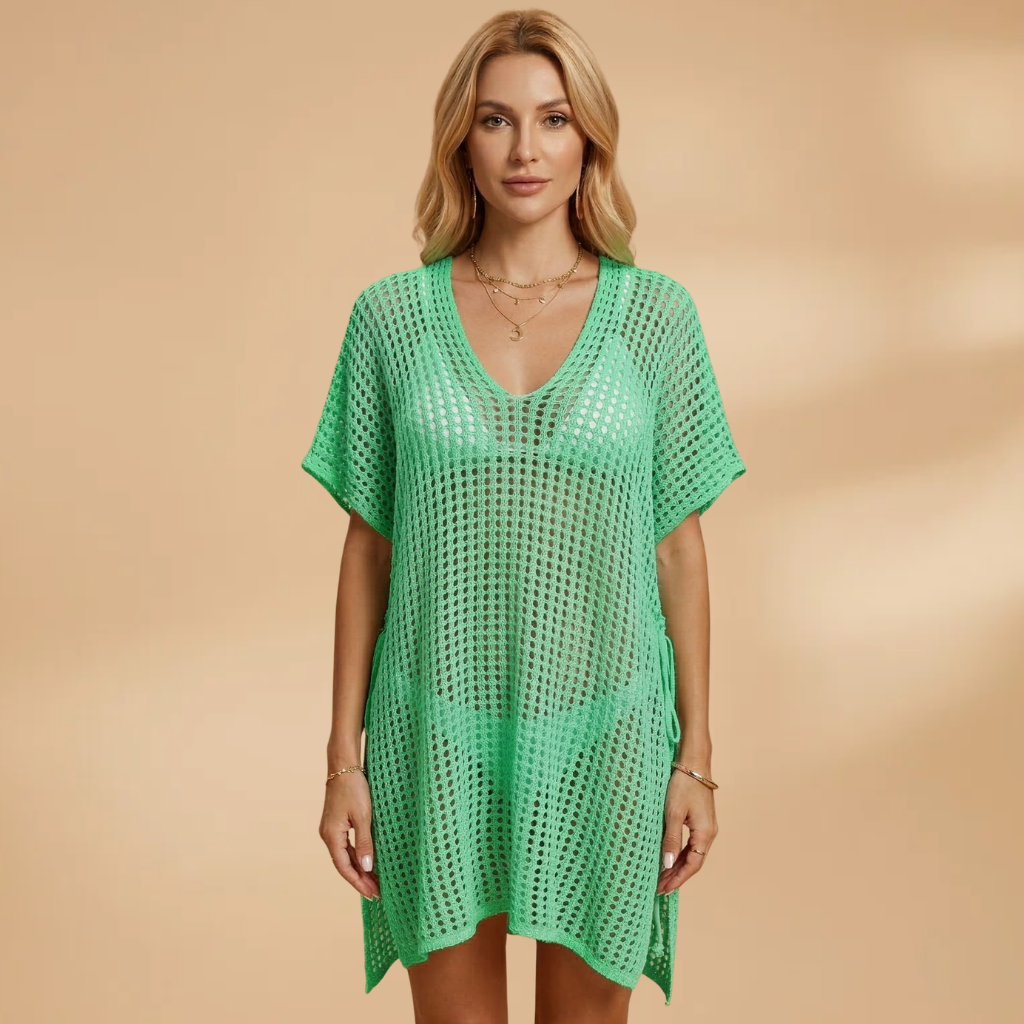 Beach Dress V-Neckline and Short Sleeves for Women