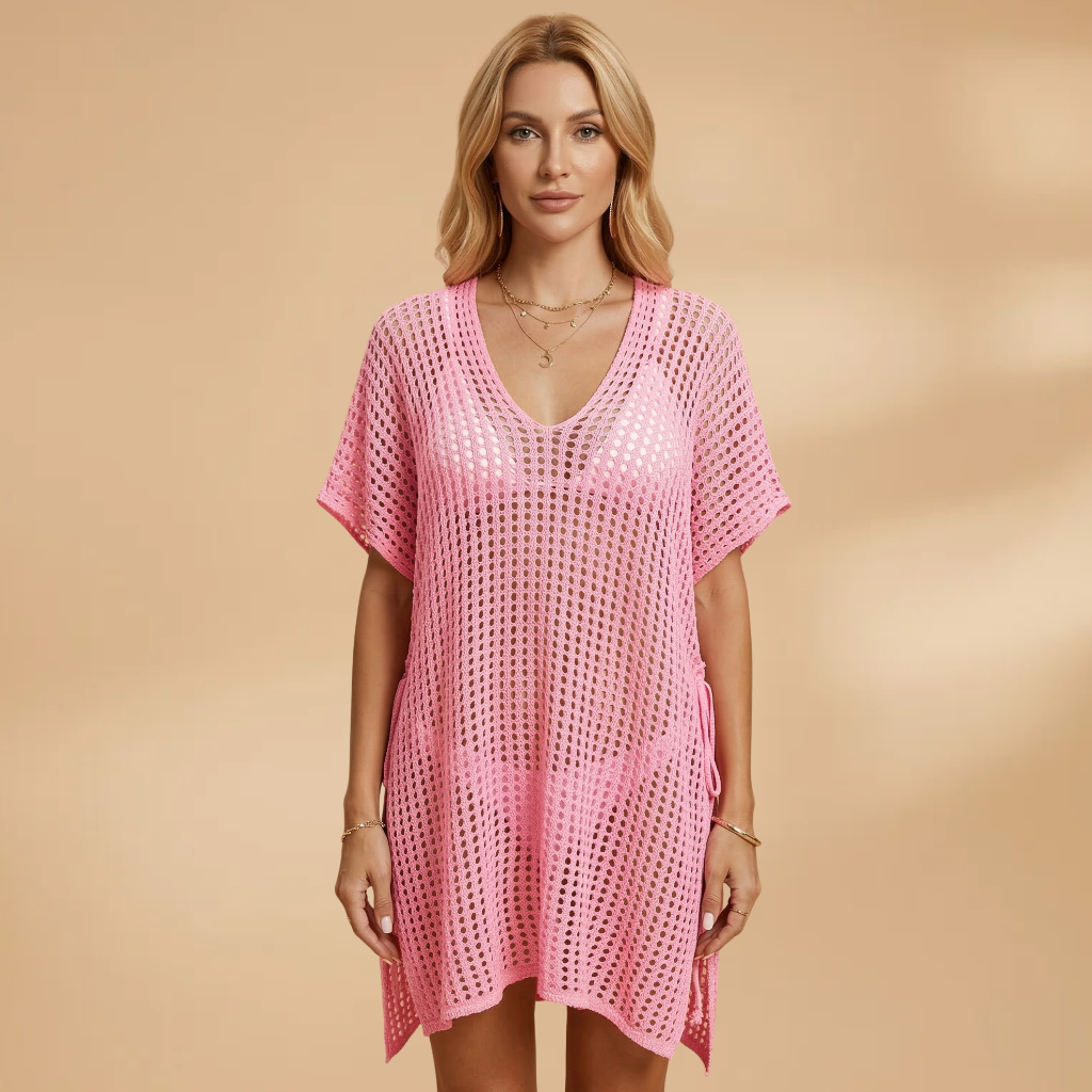 Beach Dress V-Neckline and Short Sleeves for Women
