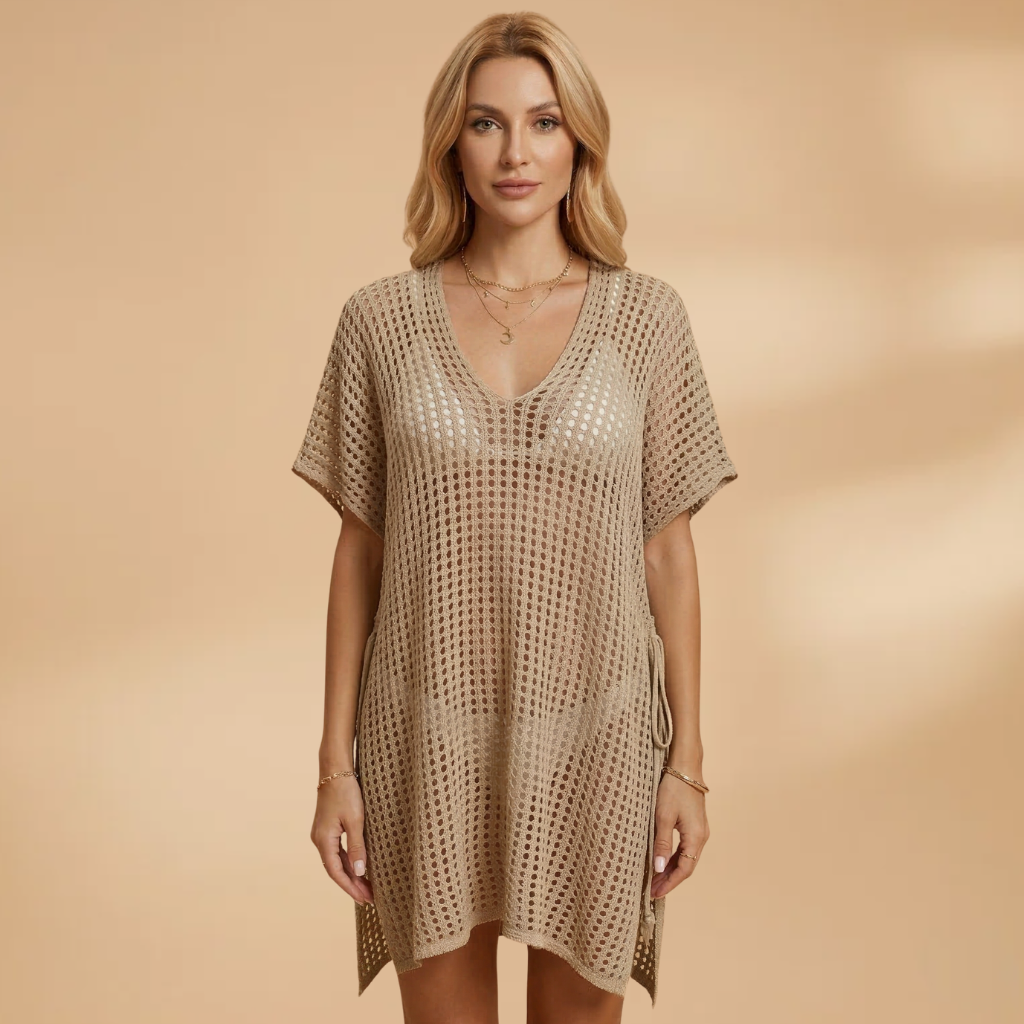 Beach Dress V-Neckline and Short Sleeves for Women
