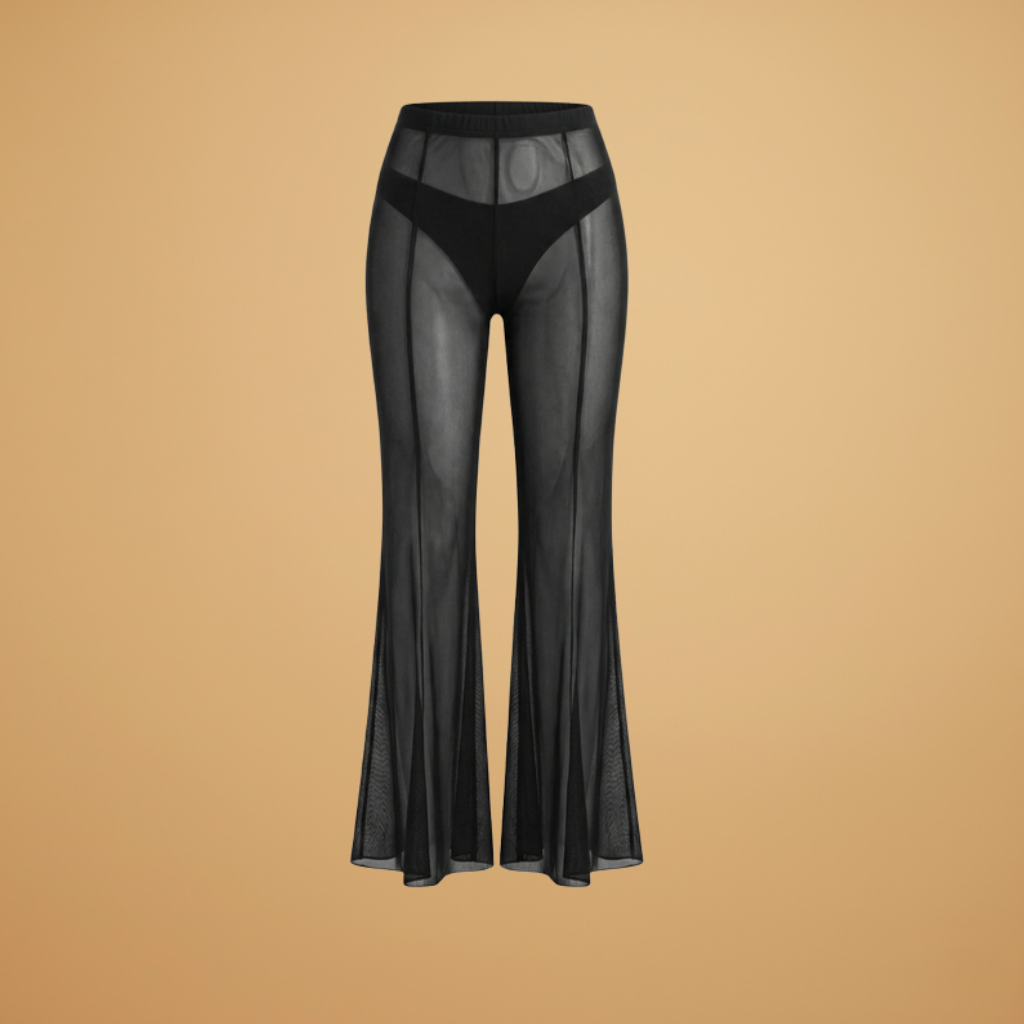 Beach Trousers with Elasticated Waistband and Side Slits for Women