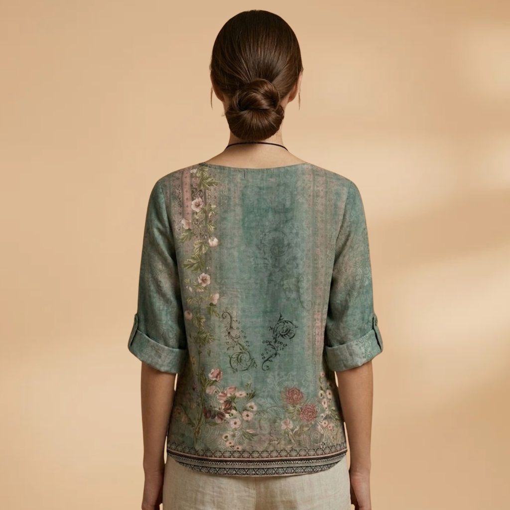 Blouse with Floral Pattern and Relaxed Fit for Women