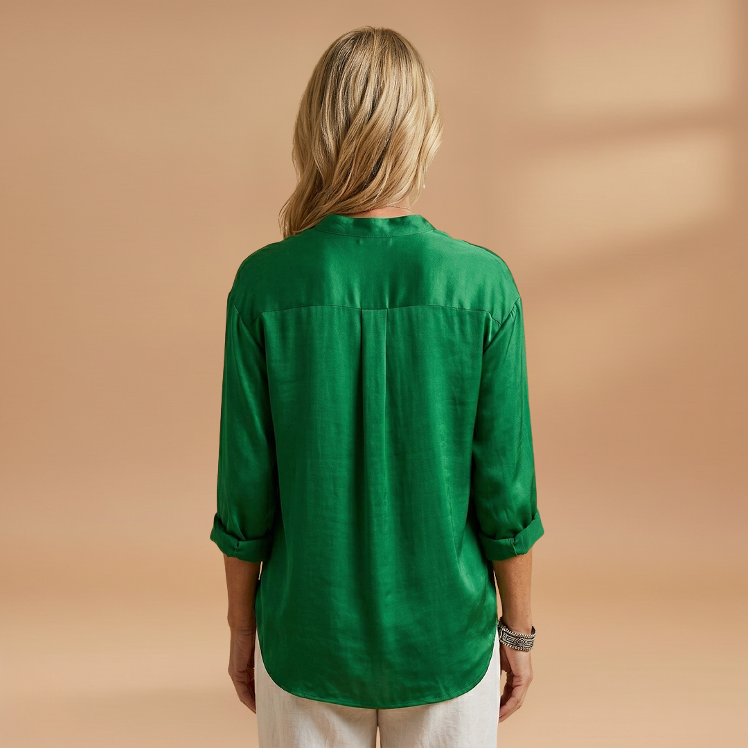 Blouse with Round Neck and Long Sleeves for Women
