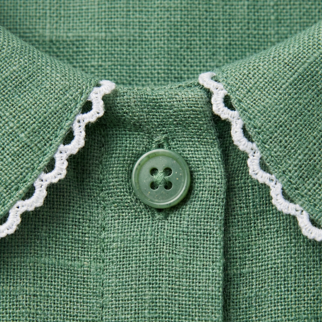Blouse with Scalloped Collar and Woven Surface for Women