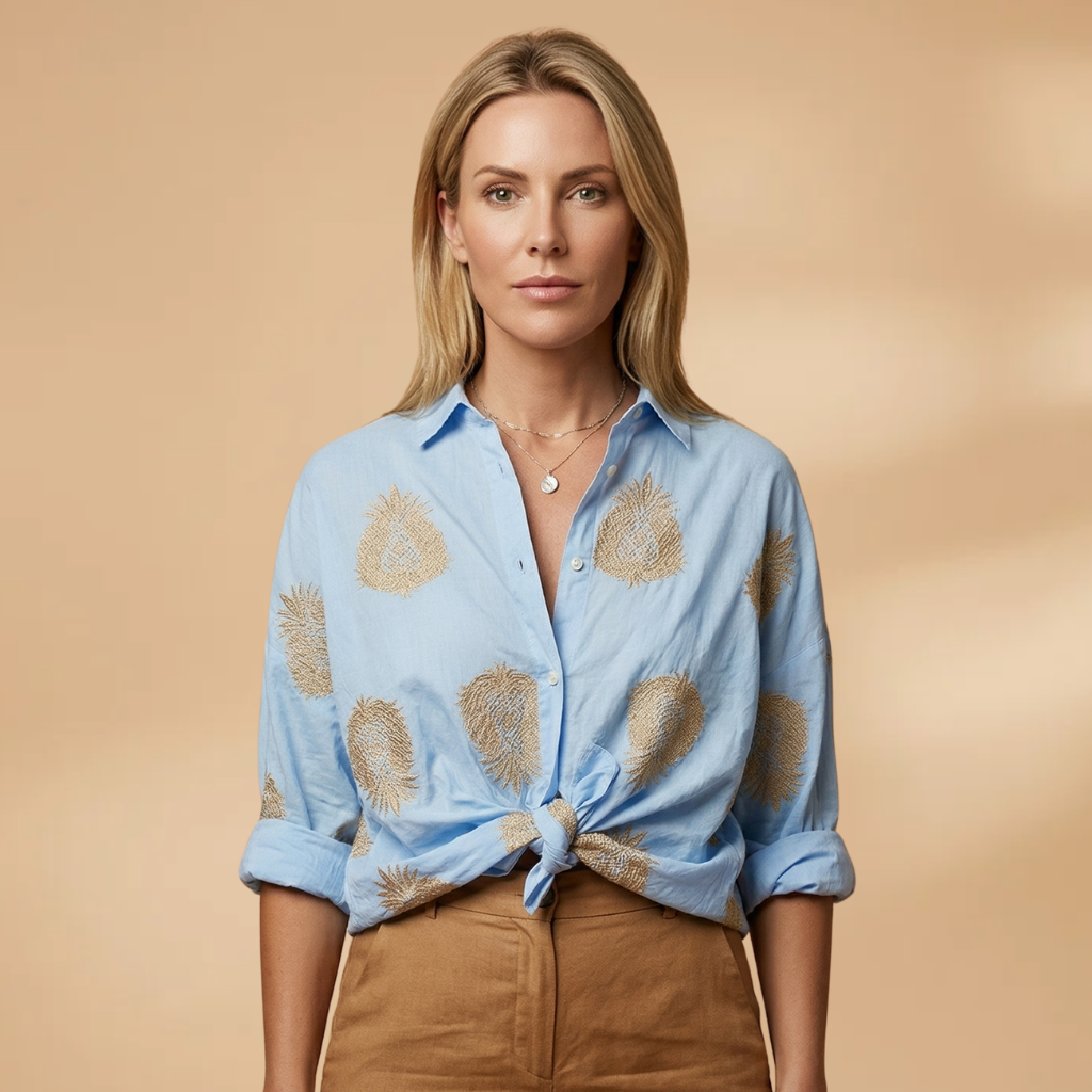 Blouse with printed surface and loose fit for Women