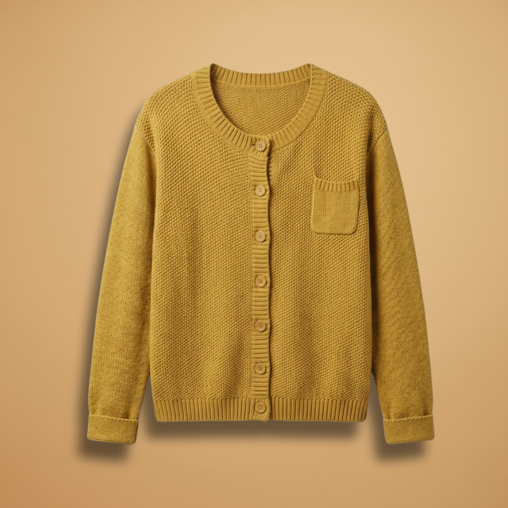 Cardigan with a chest pocket and knitted surface for Women