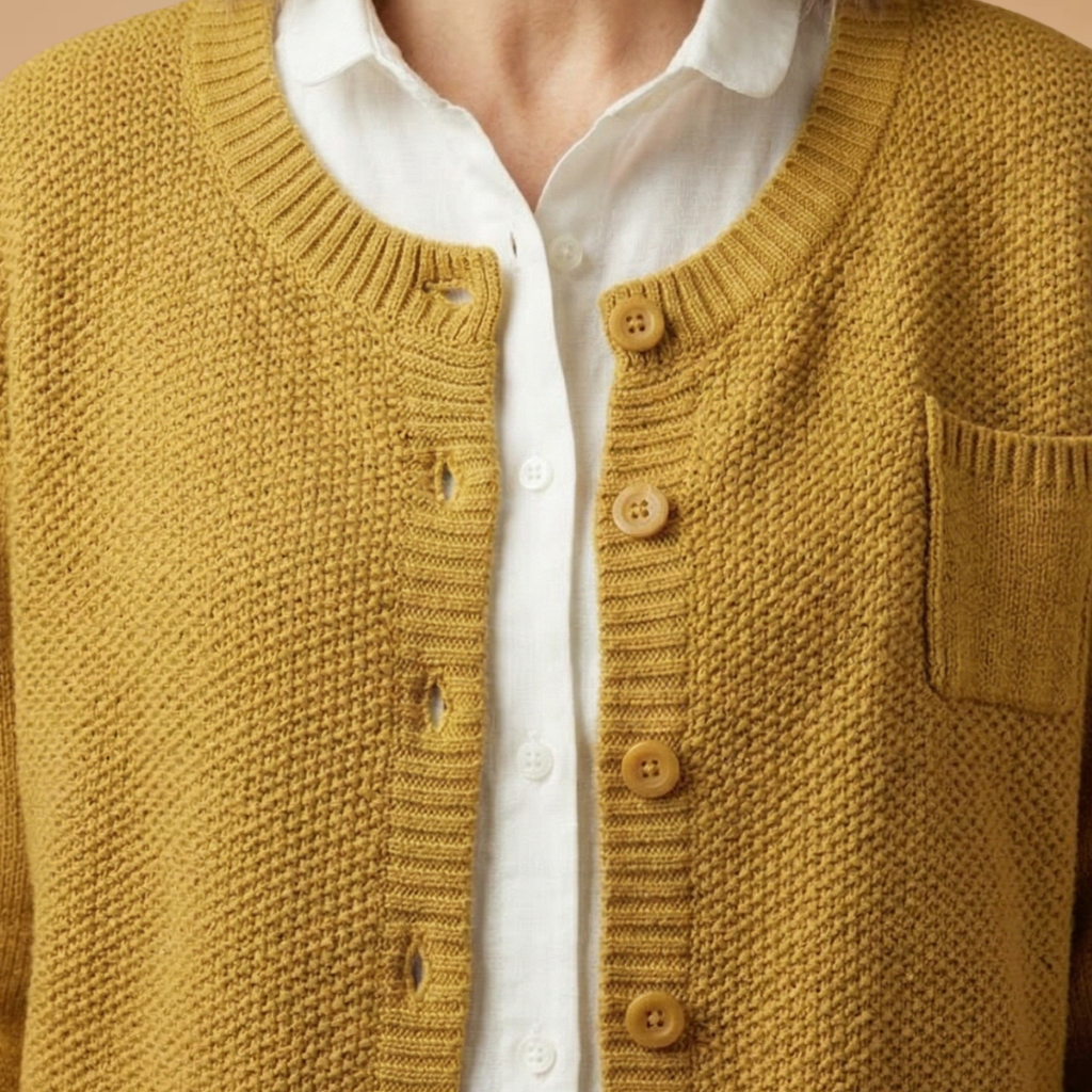 Cardigan with a chest pocket and knitted surface for Women