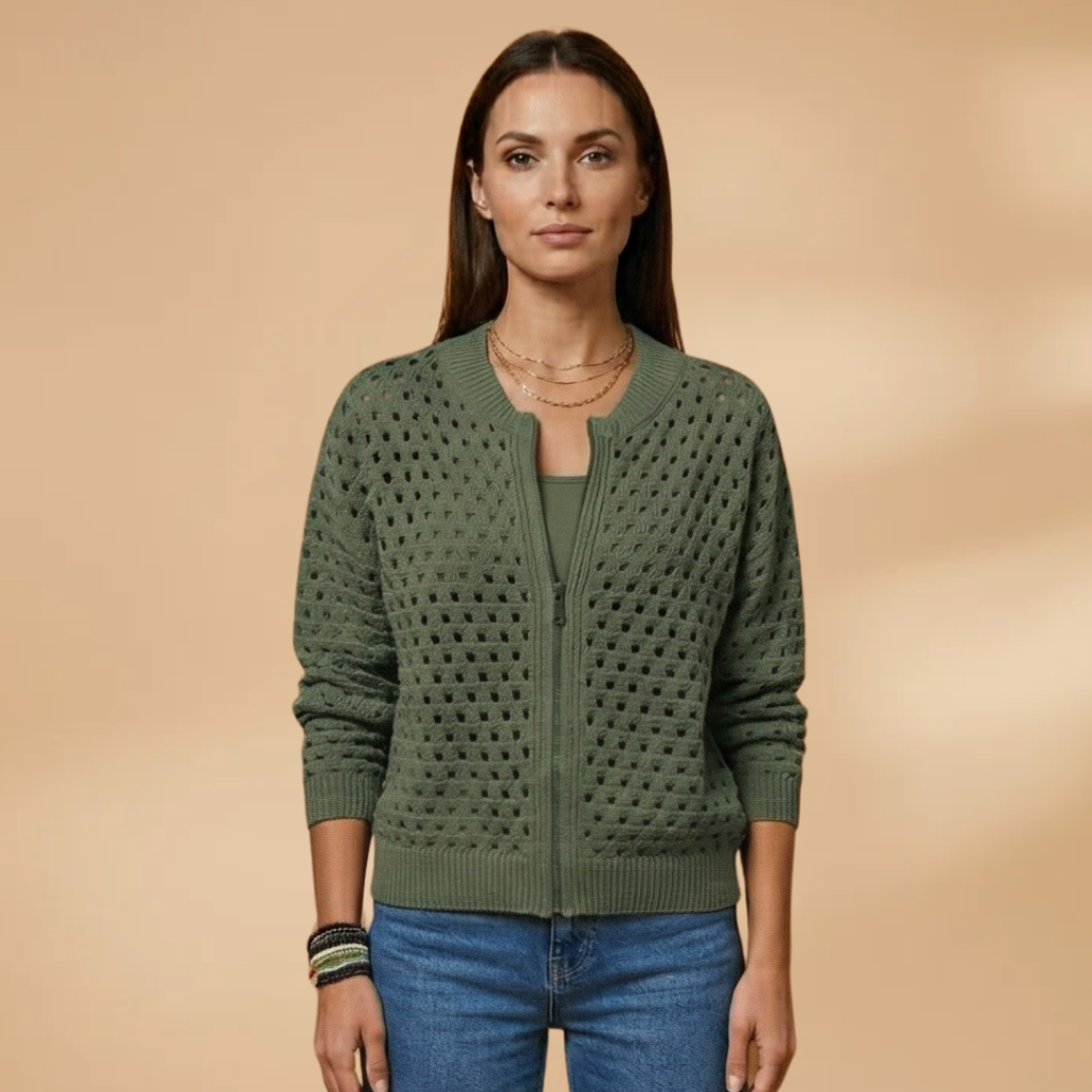 Cardigan with zip fastening and cutout details for Women