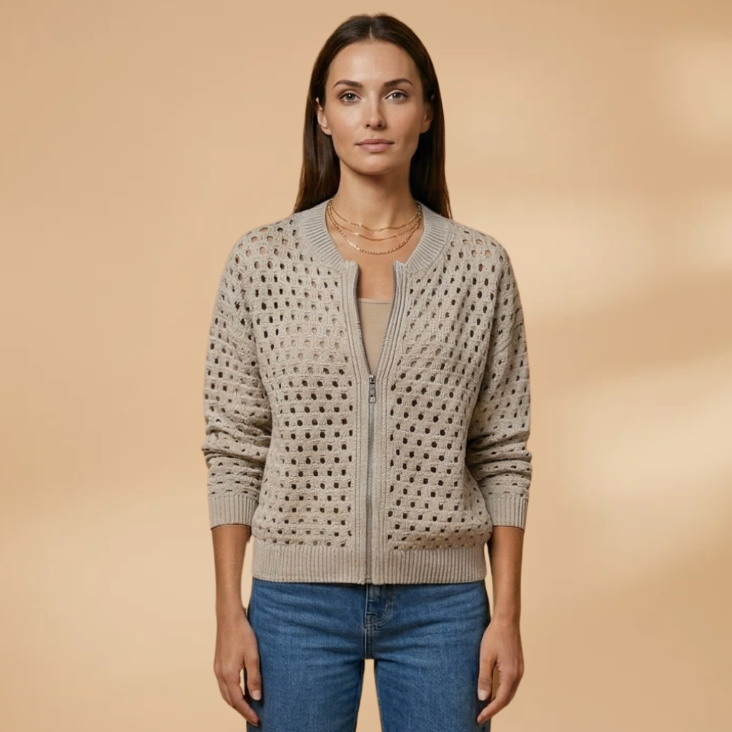Cardigan with zip fastening and cutout details for Women