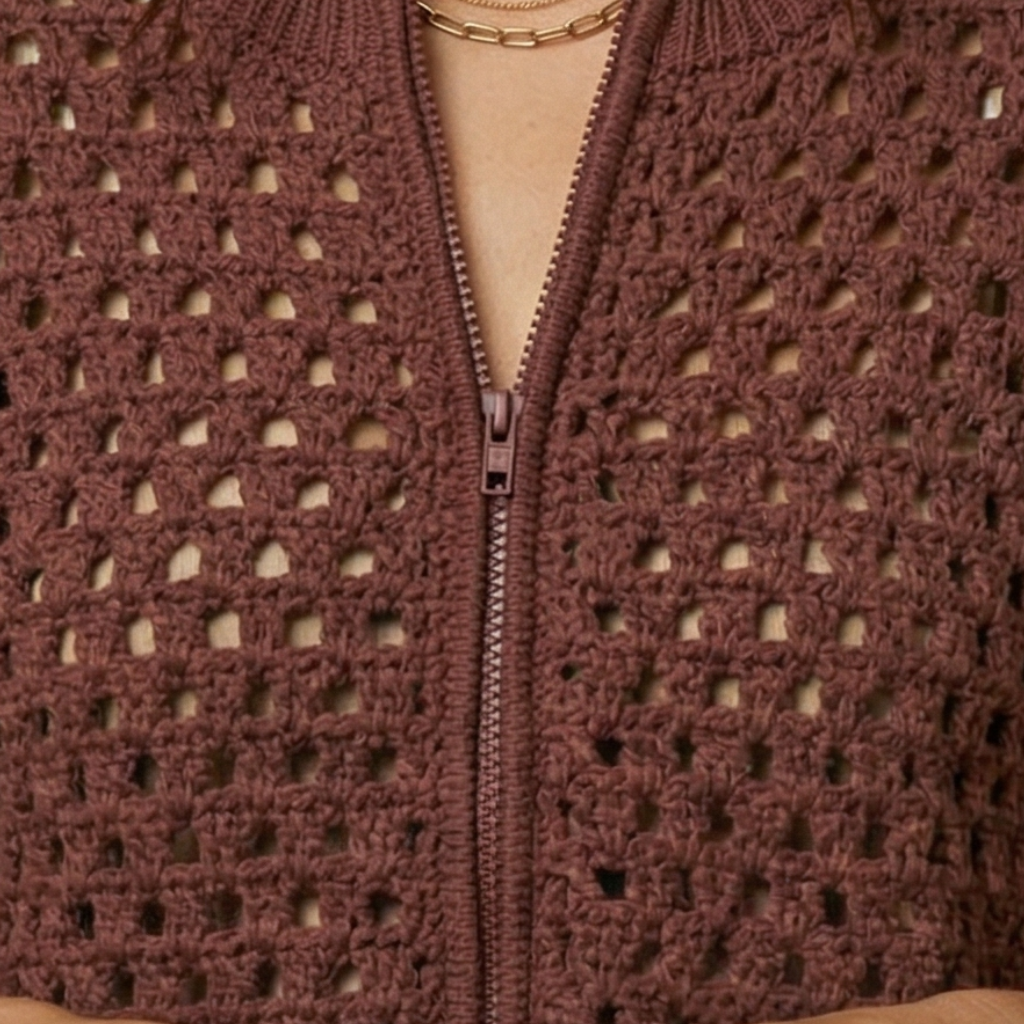 Cardigan with zip fastening and cutout details for Women
