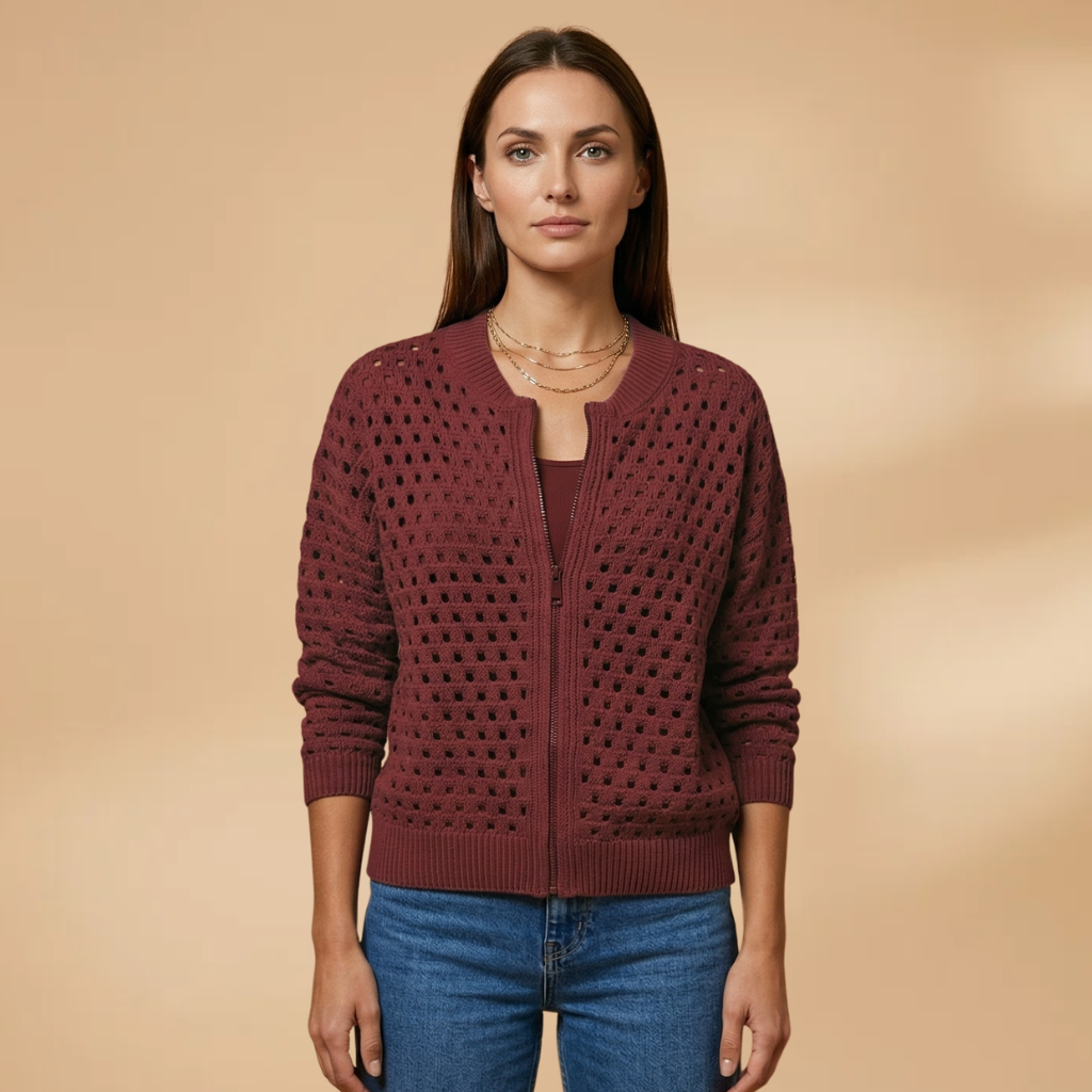 Cardigan with zip fastening and cutout details for Women