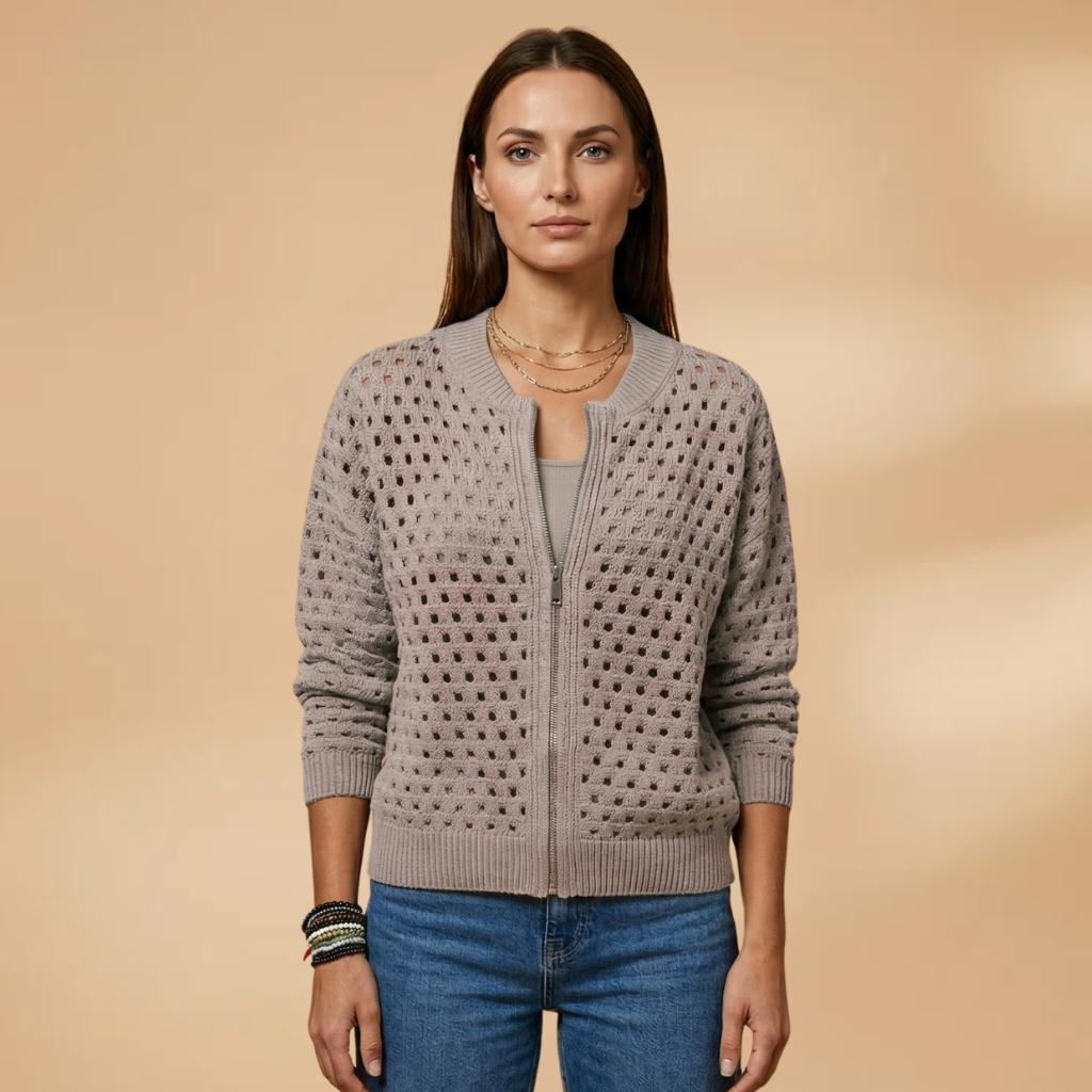 Cardigan with zip fastening and cutout details for Women