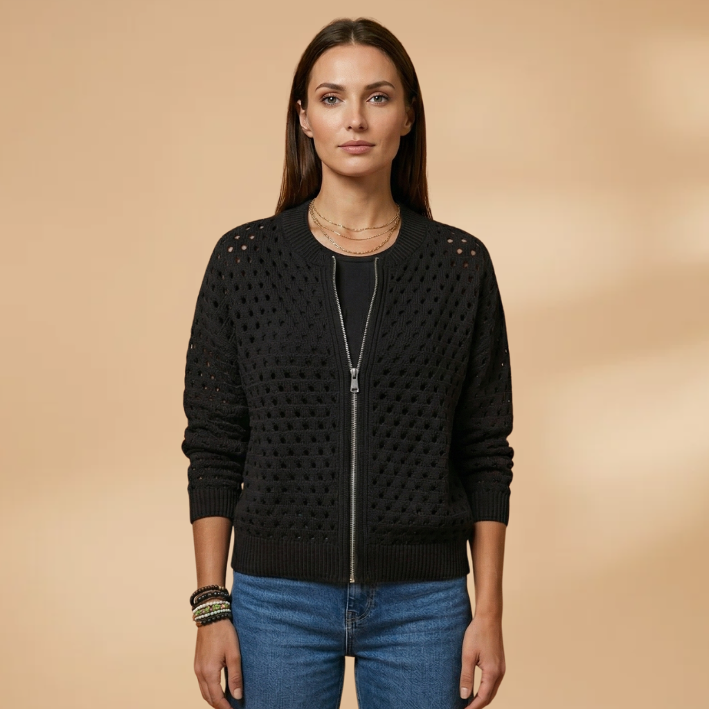 Cardigan with zip fastening and cutout details for Women
