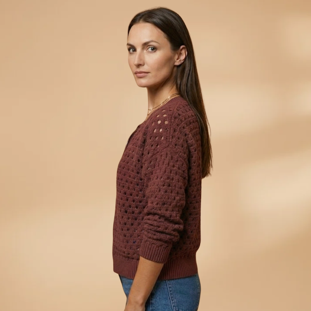 Cardigan with zip fastening and cutout details for Women