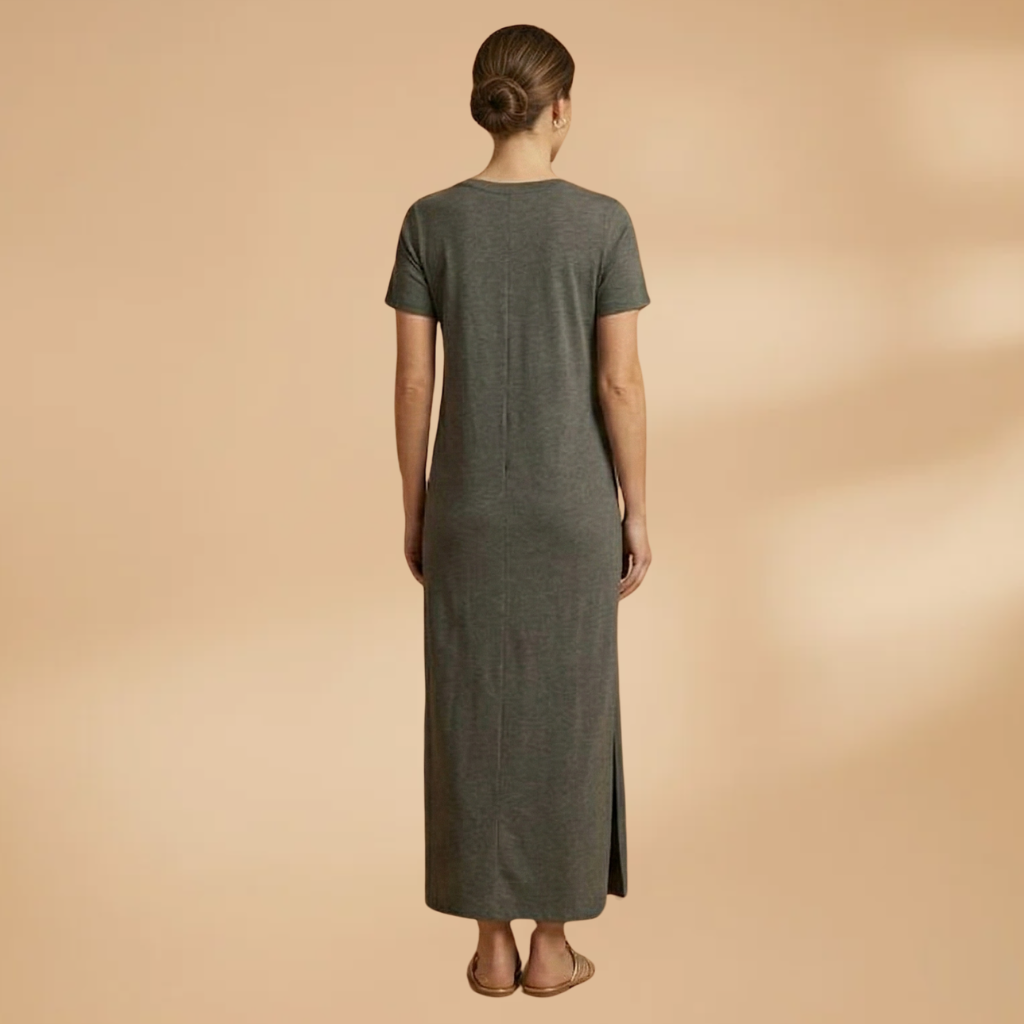 Casual Round Neck Maxi Dress with Flowy Fit and Easy Care for Women