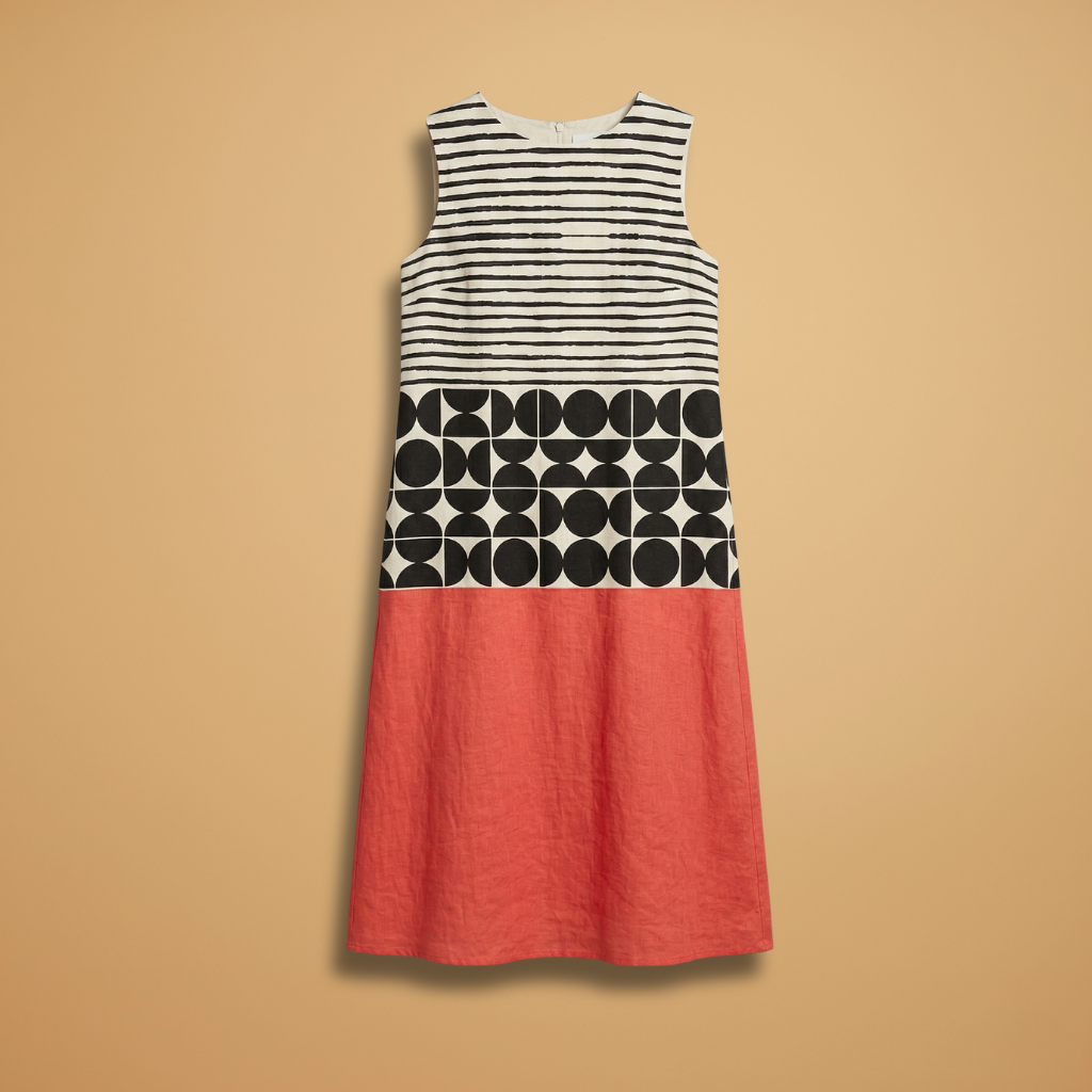 Colourblock Midi Dress Relaxed Fit and Breathable Fabric for Women