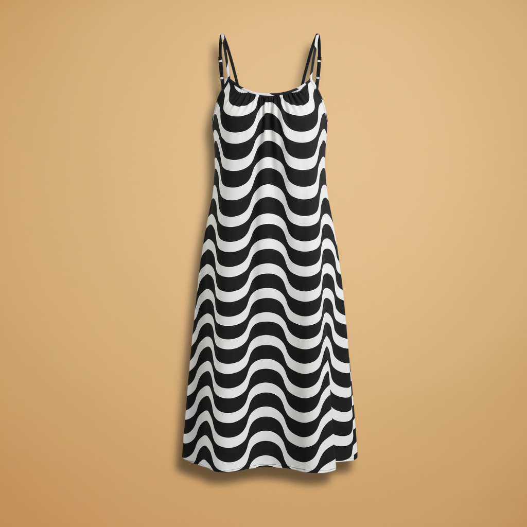 Dress with Adjustable Straps and Patterned Surface for Women