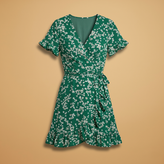 Dress with Floral Print and Ruffled Hem for Women